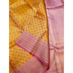 Pure Kanjivaram Silk Saree - Orange-pink
