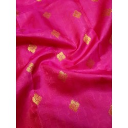 Pure Kanchi Silk Saree in pink with mustard Border with Gold Zari