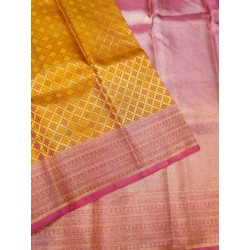 Pure Kanjivaram Silk Saree - Orange-pink