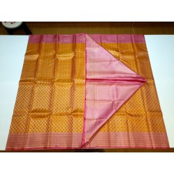 Pure Kanjivaram Silk Saree - Orange-pink