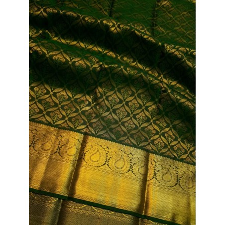 Pure Kanjivaram Silk Saree - Olive Green