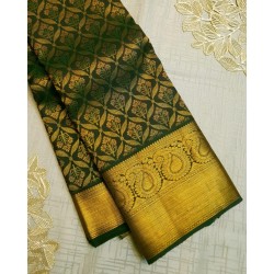 Pure Kanjivaram Silk Saree - Olive Green