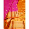 Pure Kanchi Silk Saree in pink with mustard Border with Gold Zari