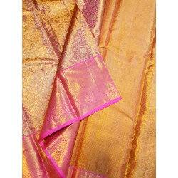 Pure Kanjivaram Silk Saree Tissue - Pink With Silver