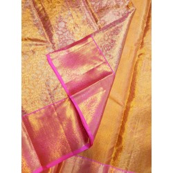 Pure Kanjivaram Silk Saree Tissue - Pink With Silver