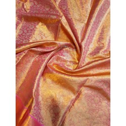 Pure Kanjivaram Silk Saree Tissue - Pink With Silver