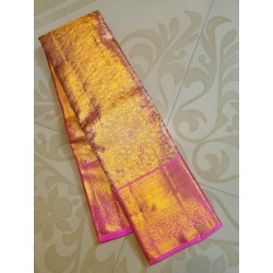 Pure Kanjivaram Silk Saree Tissue - Pink With Silver