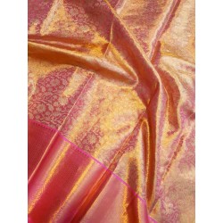 Pure Kanjivaram Silk Saree Tissue - Pink With Silver