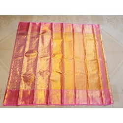 Pure Kanjivaram Silk Saree Tissue - Pink With Silver