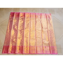 Pure Kanjivaram Silk Saree Tissue - Pink With Silver