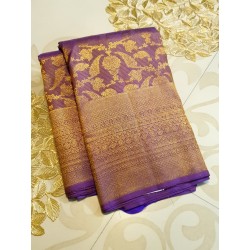 Pure Kanjivaram Silk Saree Vairaoosi - Purple