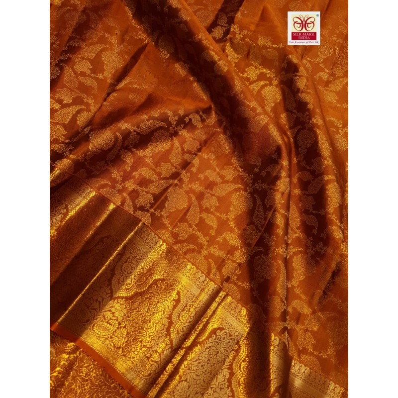 Pure Kanjivaram Silk Saree - Honey Color