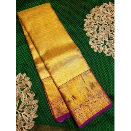 Pure Kanjivaram Silk Saree Tissue - Gold