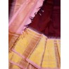 Pure Kanjivaram Silk Saree  - Maroon with Pink