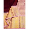 Pure Kanjivaram Silk Saree  - Maroon with Pink