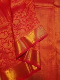 2G Pure Bridal Kanjivaram Silk Saree with chilli Red | Silkmark Certified