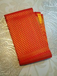 2G Pure Bridal Kanjivaram Silk Saree with chilli Red | Silkmark Certified