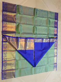 2G Pure  Kanjivaram Bridal Silk Saree with green & peacock blue| Silkmark Certified
