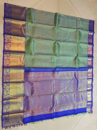 2G Pure  Kanjivaram Bridal Silk Saree with green & peacock blue| Silkmark Certified