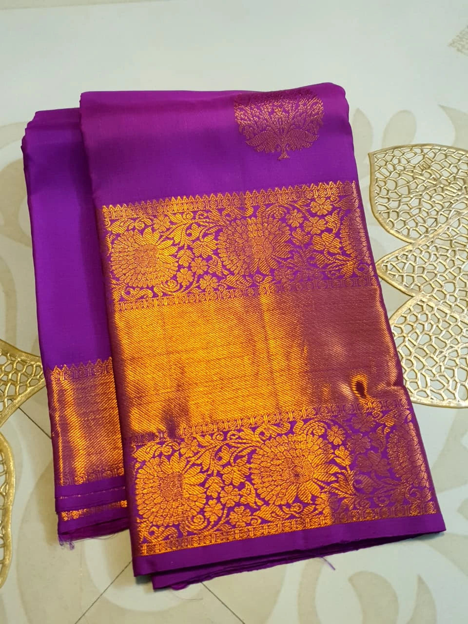 2Gram Pure Kanjivaram Silk Saree - Majenta  | Silkmark Certified