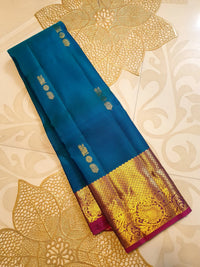 2Gram Pure Kanjivaram Silk Saree - Blue | Silkmark Certified