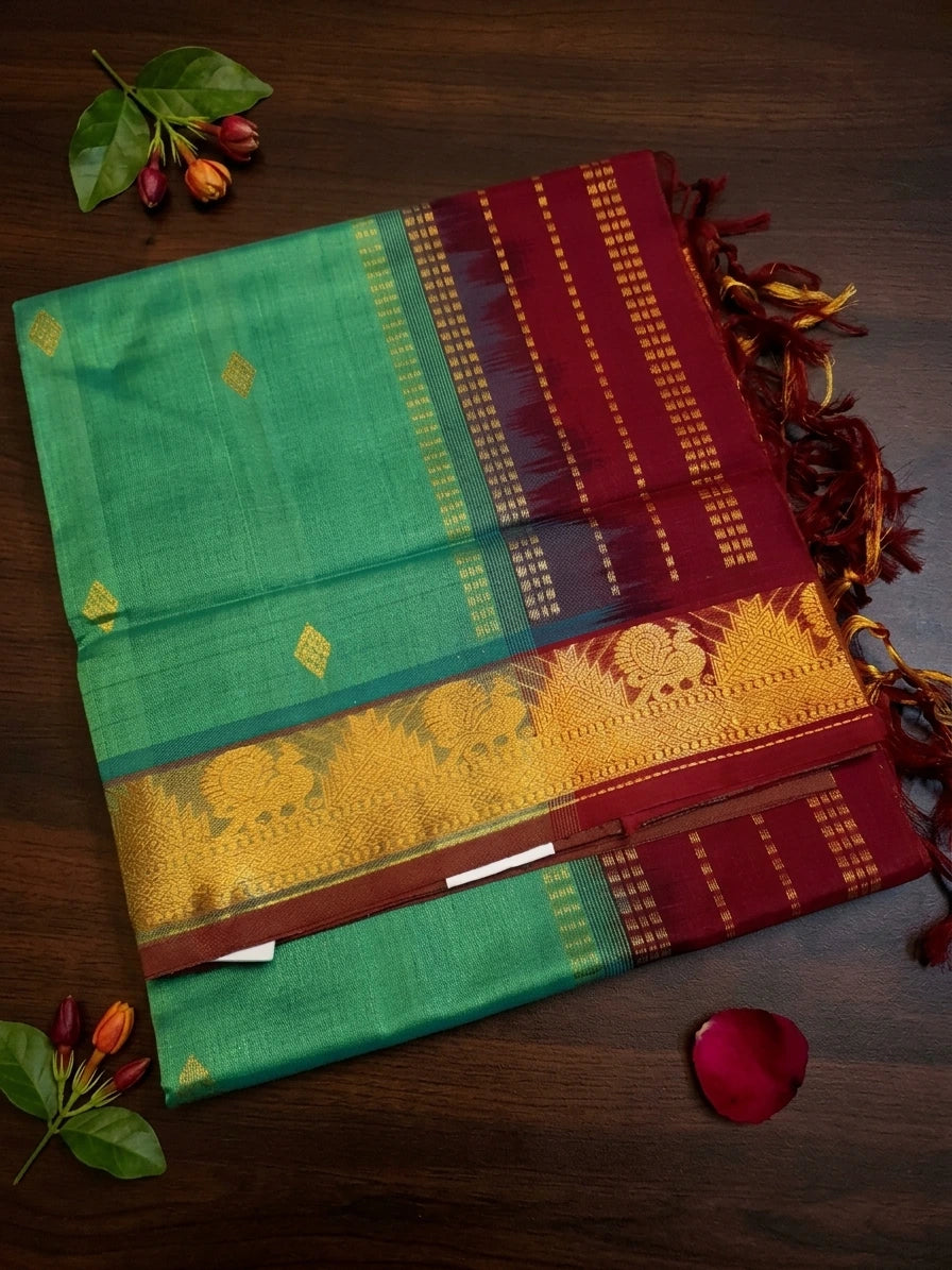 Handloom Silkcotton - Teal Green