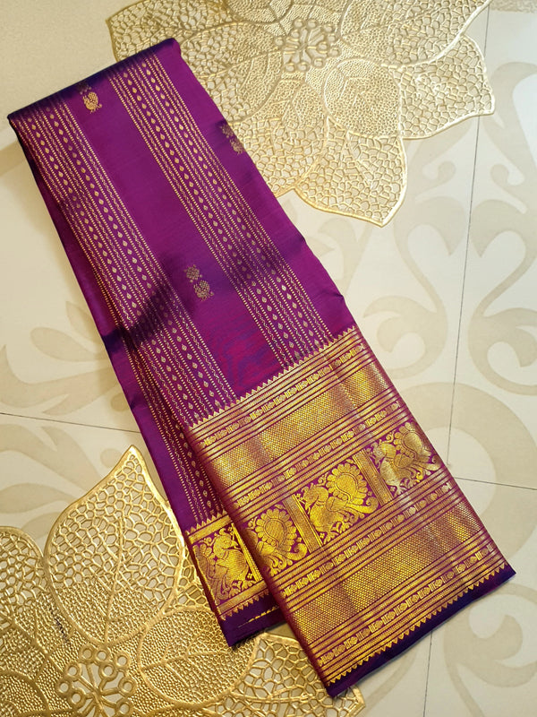 2Gram Pure Kanjivaram Silk Saree - Purple | Silkmark Certified