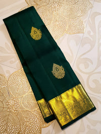 2Gram Pure Kanjivaram Silk Saree - Dark Green  Silkmark Certified