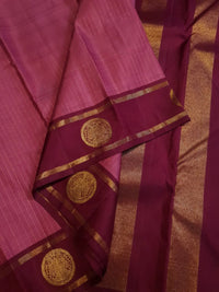 2G Pure Kanjivaram Silk Saree in Magenta Pink with Maroon Border & Gold Zari Peacock Buttas | Silkmark Certified