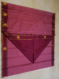 2G Pure Kanjivaram Silk Saree in Magenta Pink with Maroon Border & Gold Zari Peacock Buttas | Silkmark Certified