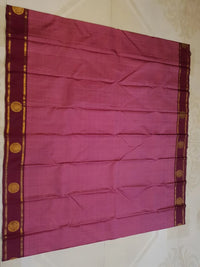 2G Pure Kanjivaram Silk Saree in Magenta Pink with Maroon Border & Gold Zari Peacock Buttas | Silkmark Certified