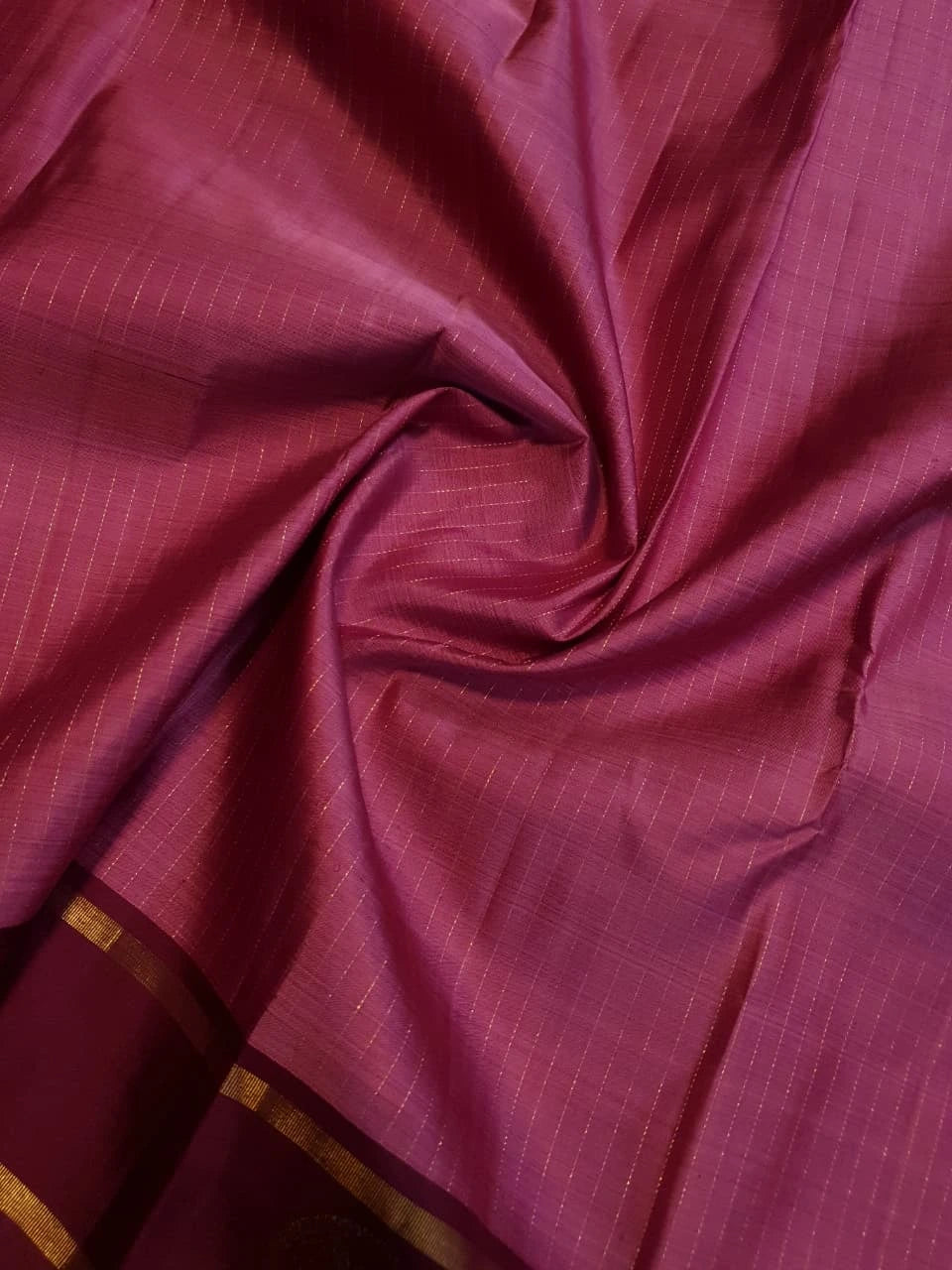 2G Pure Kanjivaram Silk Saree in Magenta Pink with Maroon Border & Gold Zari Peacock Buttas | Silkmark Certified