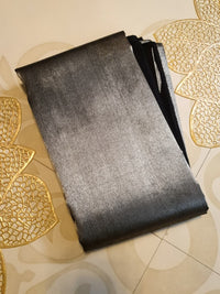 2G Black Pure Kanjivaram Silk Saree with Silver Zari Pallu and Geometric Zari Border | Silkmark Certified