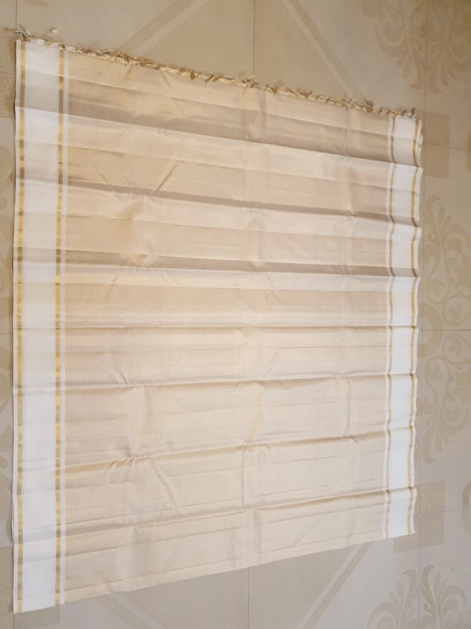 2G Pure Kanjivaram Silk Saree in Off White with Classic Gold Zari Border | Silkmark Certified