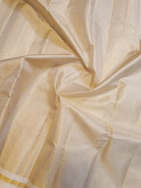 2G Pure Kanjivaram Silk Saree in Off White with Classic Gold Zari Border | Silkmark Certified