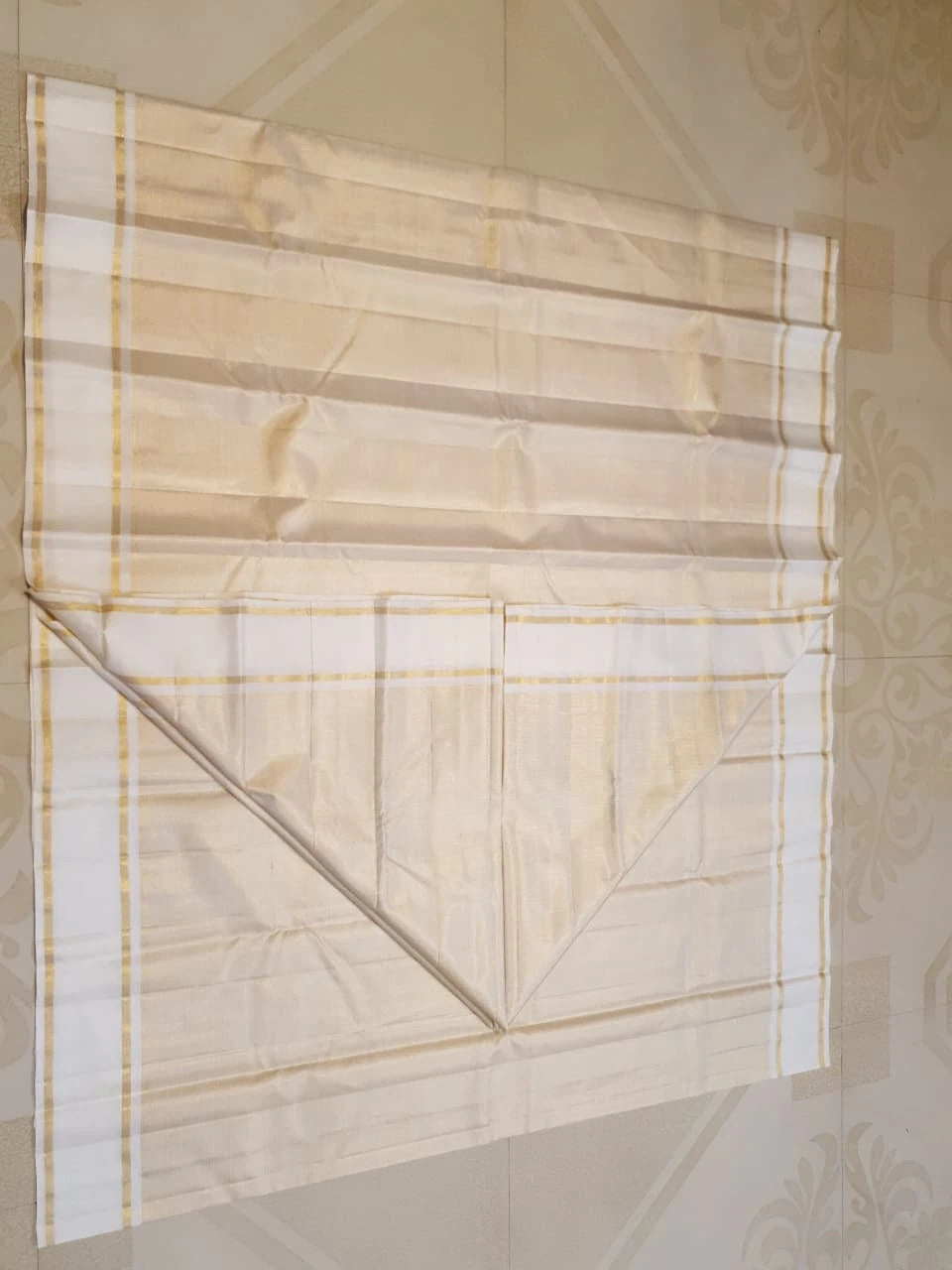 2G Pure Kanjivaram Silk Saree in Off White with Classic Gold Zari Border | Silkmark Certified