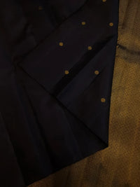 2G Pure Kanjivaram Silk Saree in Black with Golden Butta & Red Small Border | Silkmark Certified