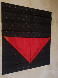 2G Pure Kanjivaram Silk Saree in Black with Golden Butta & Red Small Border | Silkmark Certified