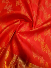 2G Pure  Kanjivaram Silk Saree in Bright Red with Rich Gold Zari Floral Butta & Traditional Pallu | Silkmark Certified