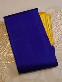 2G Pure Kanjivaram Silk Saree in Royal Blue with Rich Golden Zari Border and Traditional Zari Pallu | Silkmark Certified