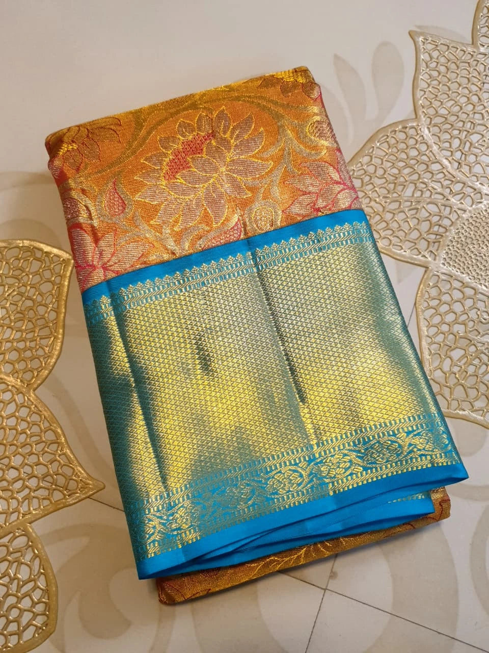 2G Pure Korvai Tissue Kanjivaram Silk Saree Golden Tissue Silk Saree | SILKMARK CERTIFIED