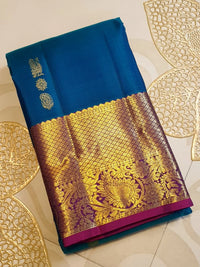 2Gram Pure Kanjivaram Silk Saree - Blue | Silkmark Certified