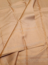 2G Pure Kanjivaram Silk Saree in Cream with All-Over Zari Buttas & Rich Copper Zari Border | Silkmark Certified