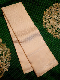 2G Pure Kanjivaram Silk Saree in Cream with All-Over Zari Buttas & Rich Copper Zari Border | Silkmark Certified