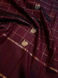 2G Pure Kanjivaram Silk Saree Dark Maroon with Antique Gold Zari Peacock Buttas | Prahla Silks