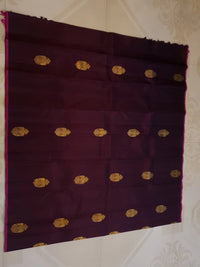 3Gram Pure Zari Kanjivaram Silk Saree in Dark Kantha Rose with Magenta Pallu & Traditional Peacock