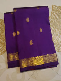 2G Purple Kanjivaram Silk Saree with Rich Gold Zari Butta & Traditional Broad Geometric Border | Silkmark Certified