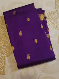 2G Purple Kanjivaram Silk Saree with Rich Gold Zari Butta & Traditional Broad Geometric Border | Silkmark Certified