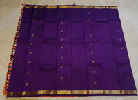 2G Purple Kanjivaram Silk Saree with Rich Gold Zari Butta & Traditional Broad Geometric Border | Silkmark Certified