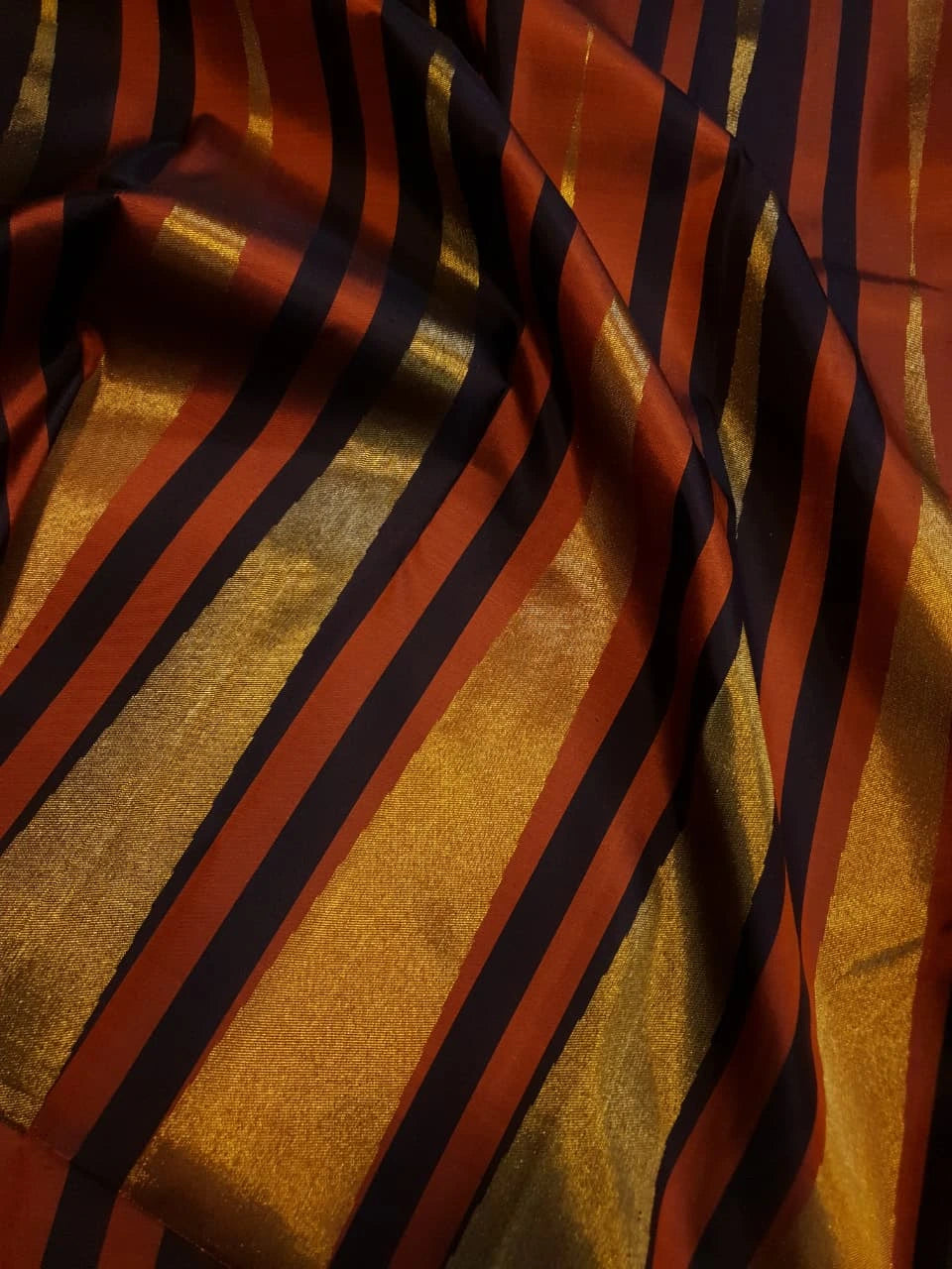 2G Pure Kanjivaram Silk Saree in Rust Orange & Brown | Golden Zari
